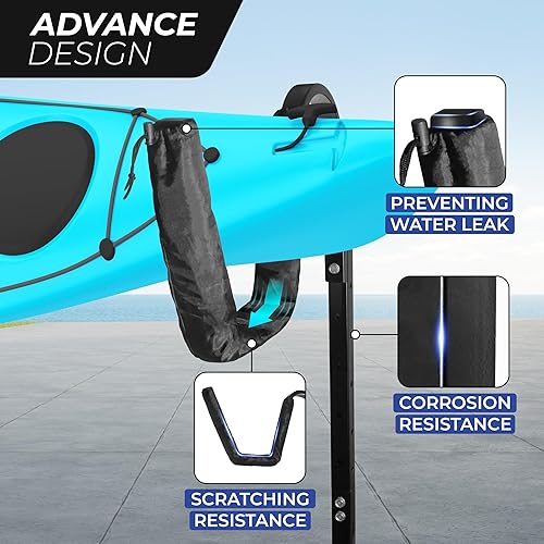 Miniatura 4 de Yes4All Estante de kayak doble independiente de almacenamiento de 175 libras para garaje, soporte de acero duradero para kayak, ideal para kayaks,