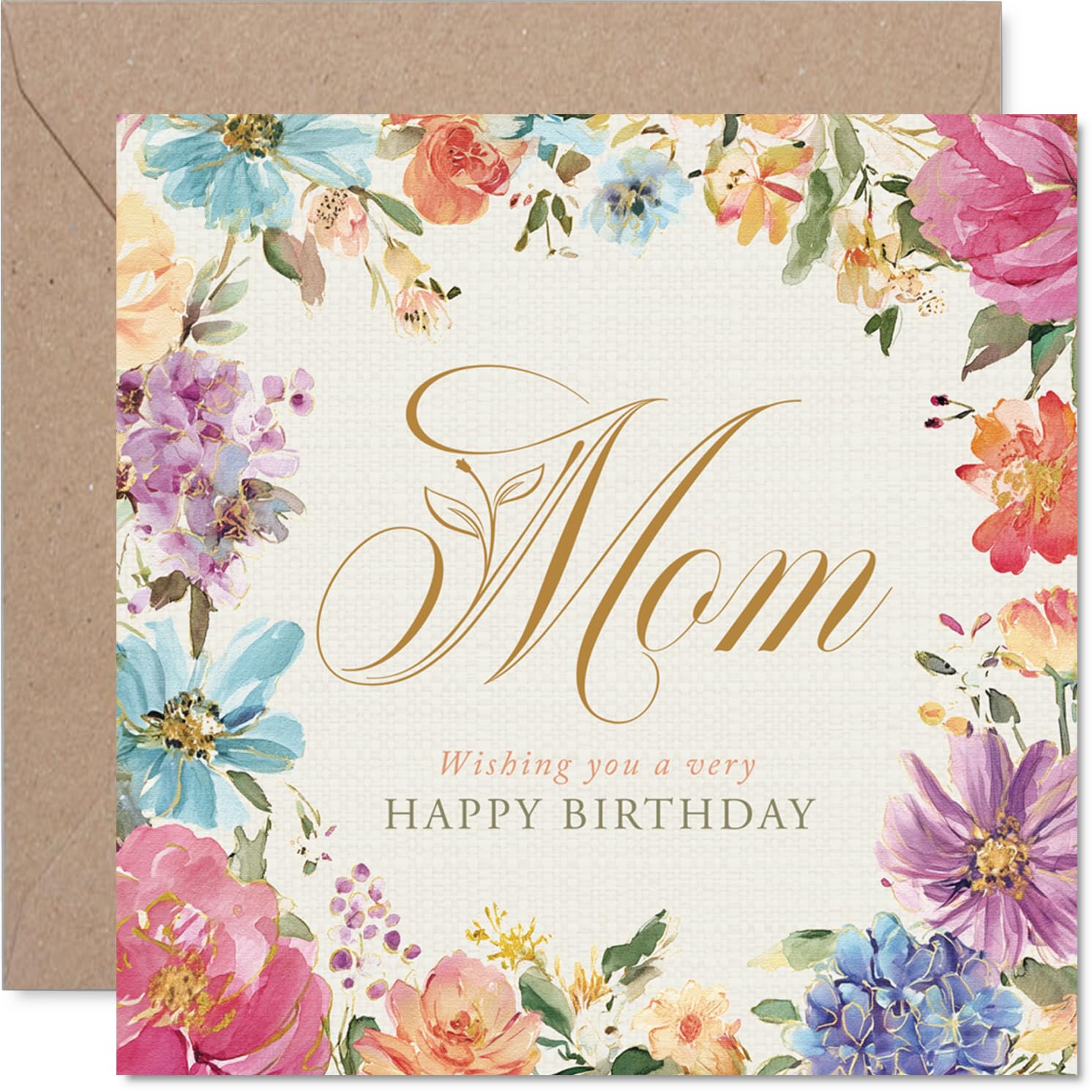 Heartfelt Birthday Card for Mom, Warm Wishes in Pastel Blooms