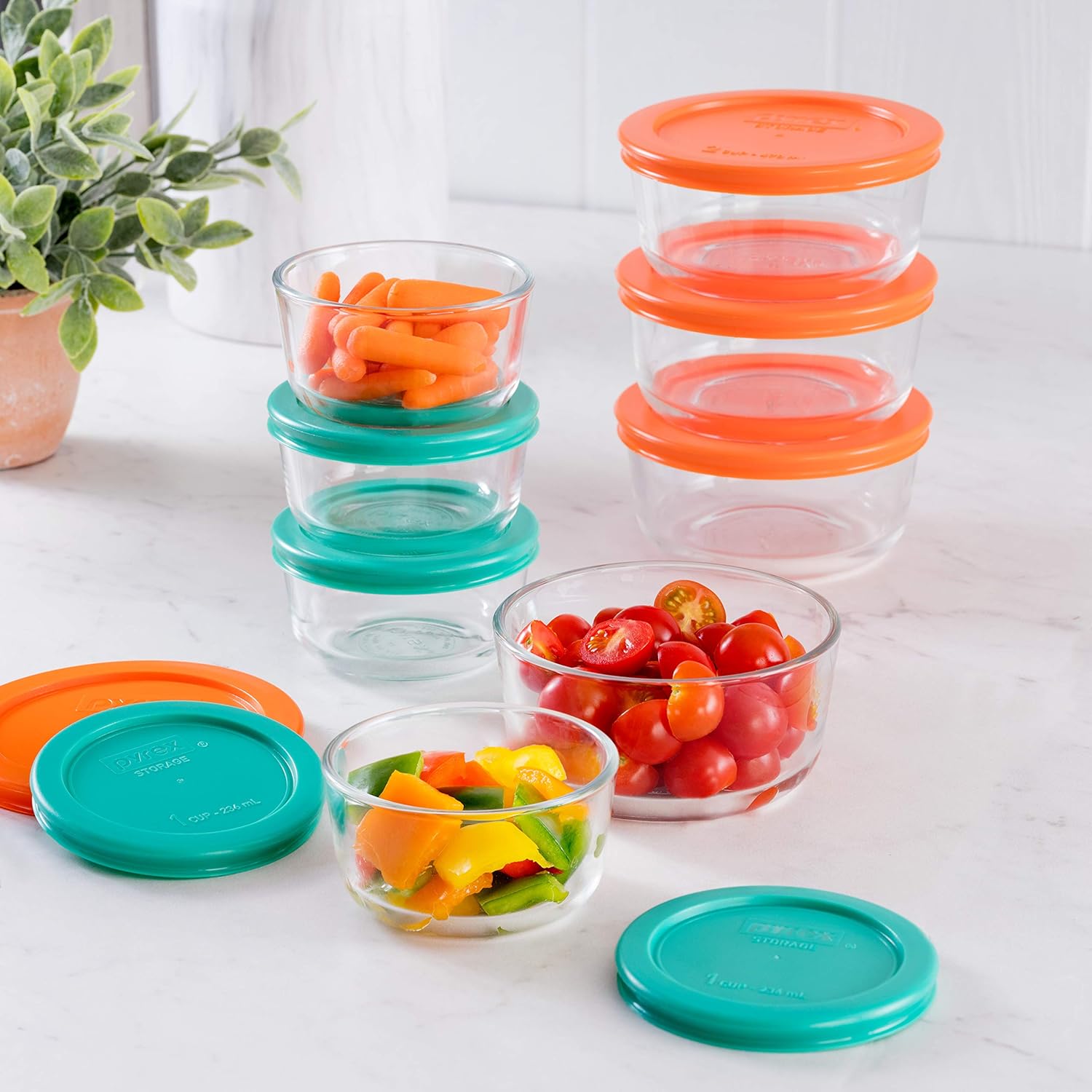 Pyrex Circular Glass Storage Container Set with Lids | 6 Piece Simply Store Meal Prep Glass Food Storage Containers | Microwave, Dishwasher, and Oven Safe | BPA Free Lids | Proudly Made in the USA : Everything Else