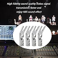 Vista 2 de Tertullus 8 conectores de pala de altavoz, cobre puro, chapado en rodio, adaptador de bloqueo de tornillo de 45 grados, enchufes de espada