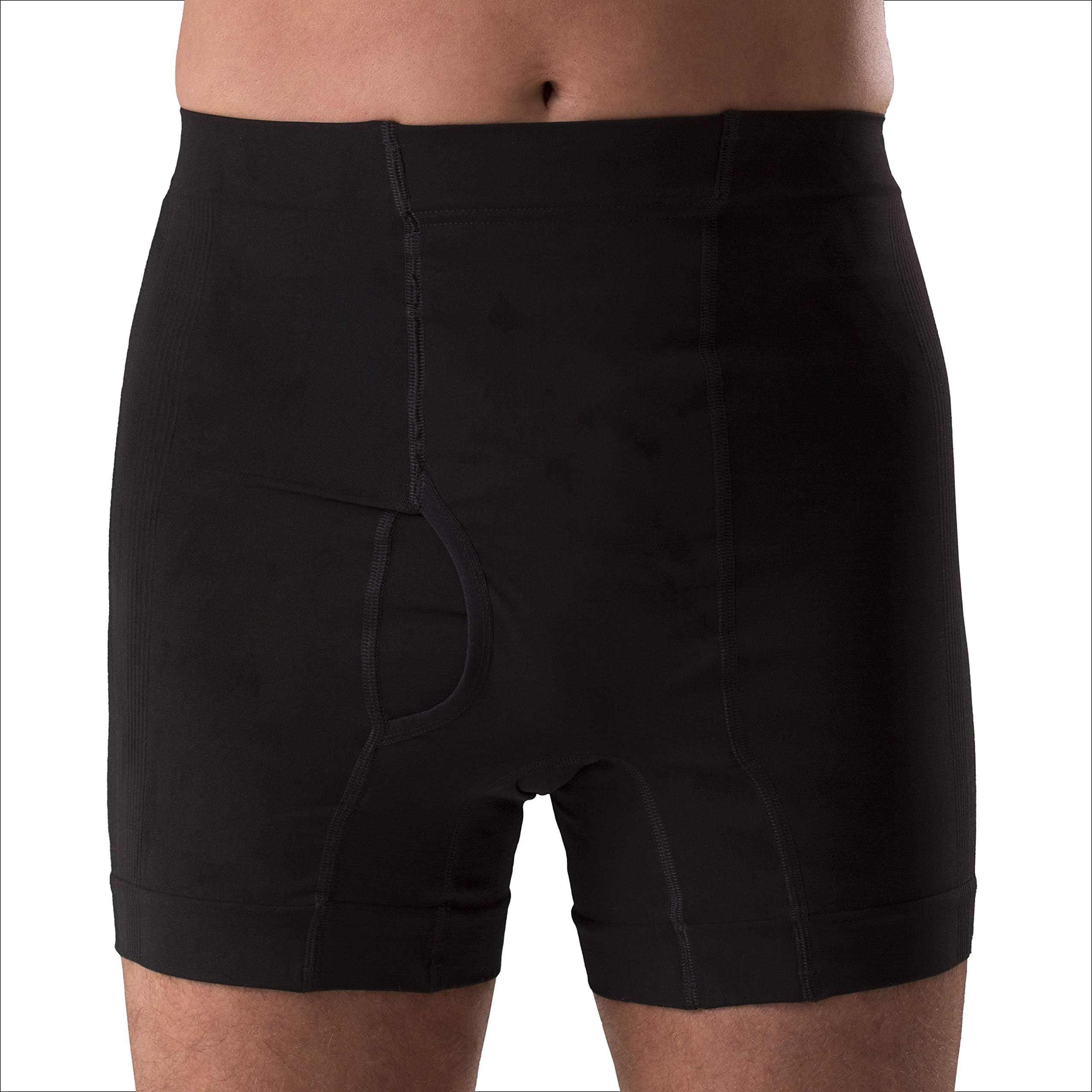 CorsinelRegular Male Boxer Low by Tytex Medium Support Ostomy and Hernia, Black, L