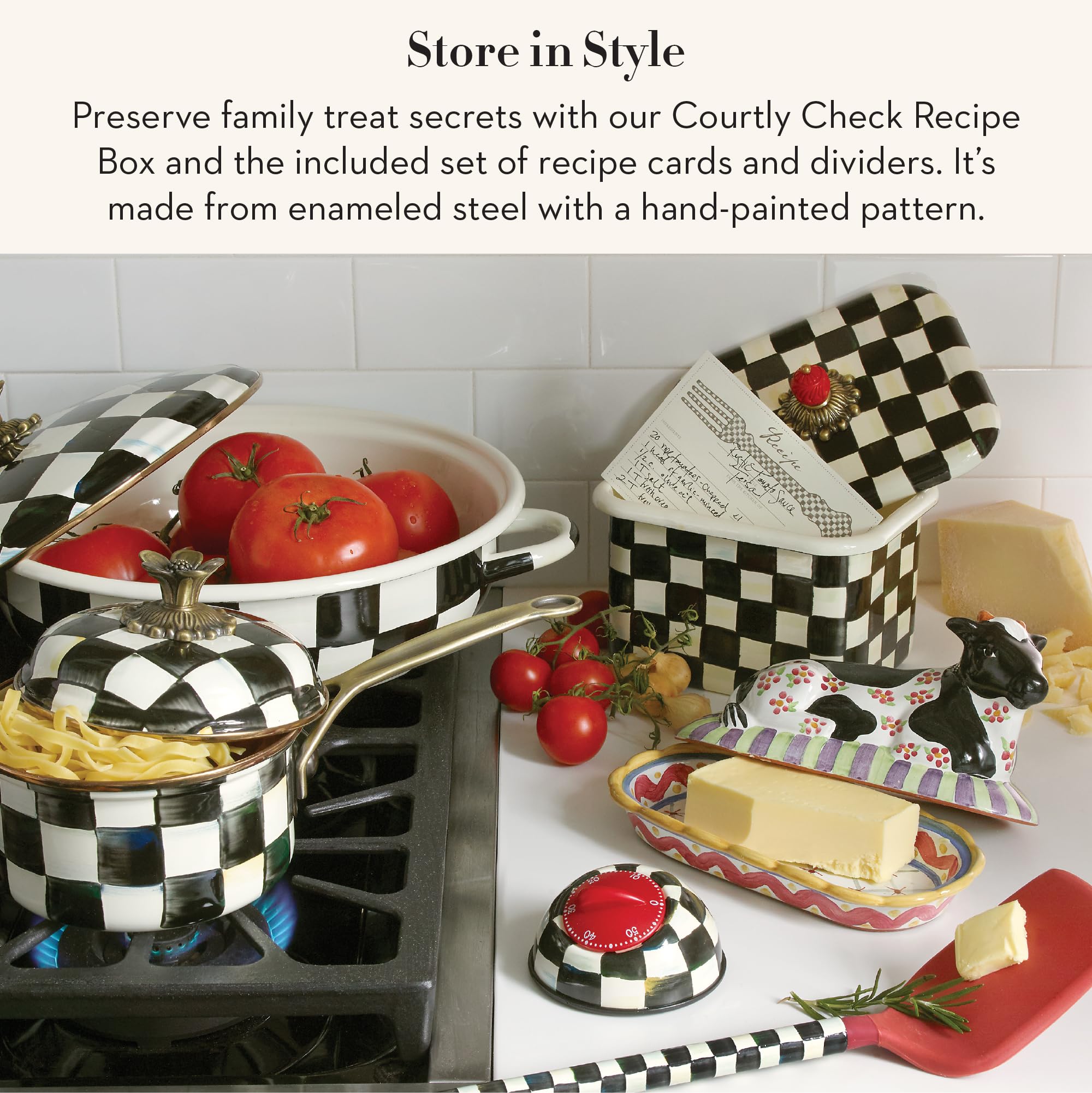 Amazon.com: MACKENZIE-CHILDS Enamel Recipe Box, Index Card Box