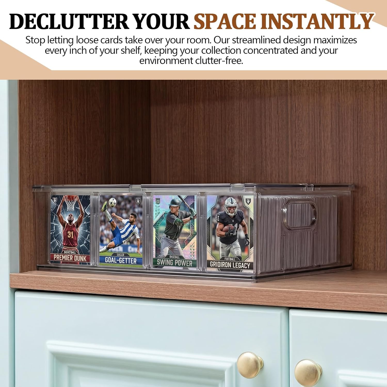 Chunful 1 Set Trading Card Storage Box with Card Box Dividers, 3200 Count Cardboard Pull-out Drawer Organizer, Stackable Case Compatible with MTG, TCG, Baseball, and Sports Cards Collection