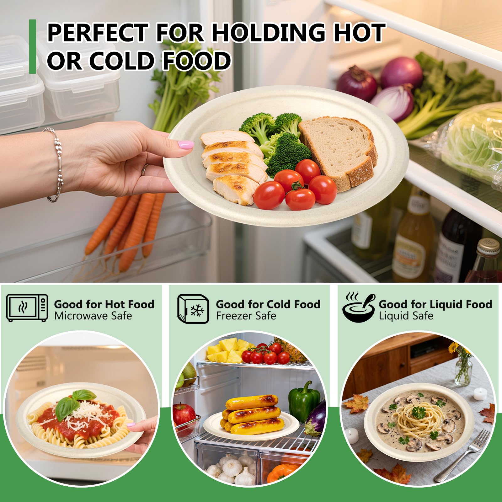 Piatti di Carta 100 Pcs, Piatti Rotondi Usa e Getta Biodegradabile e Compostabile, Piatto Stoviglie di Carta per Compleanno Feste Campeggio Barbecue Picnic (Colore del legno, 15.2 cm)