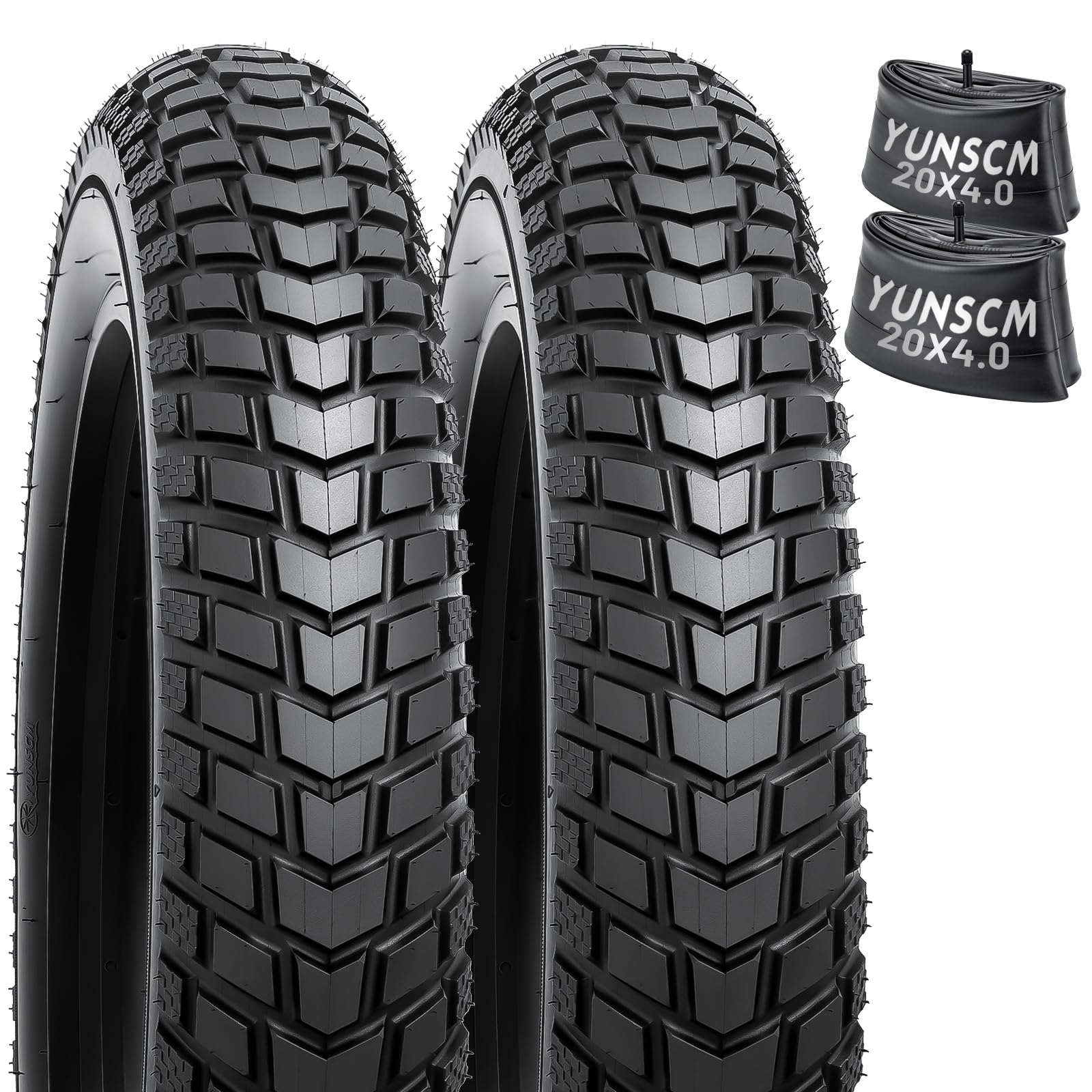 YunSCM 2PCS Plegable 20 Pulgada Neumáticos 20x4.0 ETRTO 98-406 más 2PCS 20 Pulgada Cámara de Aire AV32mm Valve Compatible 20x4.0 Neumáticos para Bicicletas eléctricas