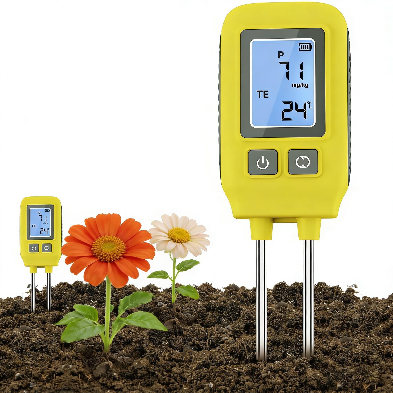 Tester gleby 4 w 1, cyfrowy wyświetlacz LCD do pomiaru azotu, fosforu, potasu i temperatury, dokładne narzędzie do testowania gleby do pielęgnacji ogrodu i roślin