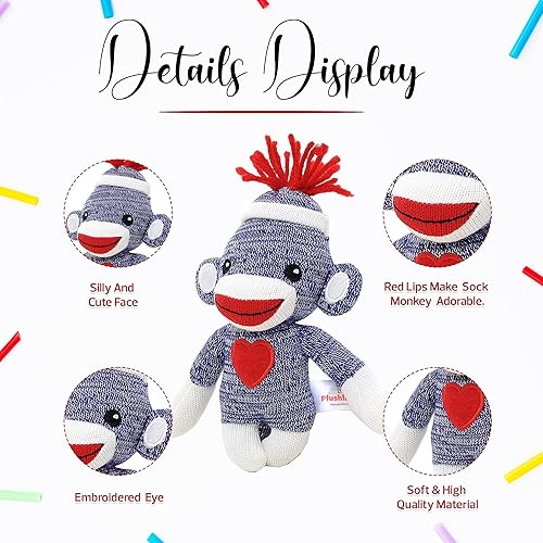 Miniatura 3 de Made By Aliens Adorable mono calcetín de 6 pulgadas, el original juguete de peluche tradicional tejido a mano, regalo para niños, bebés,