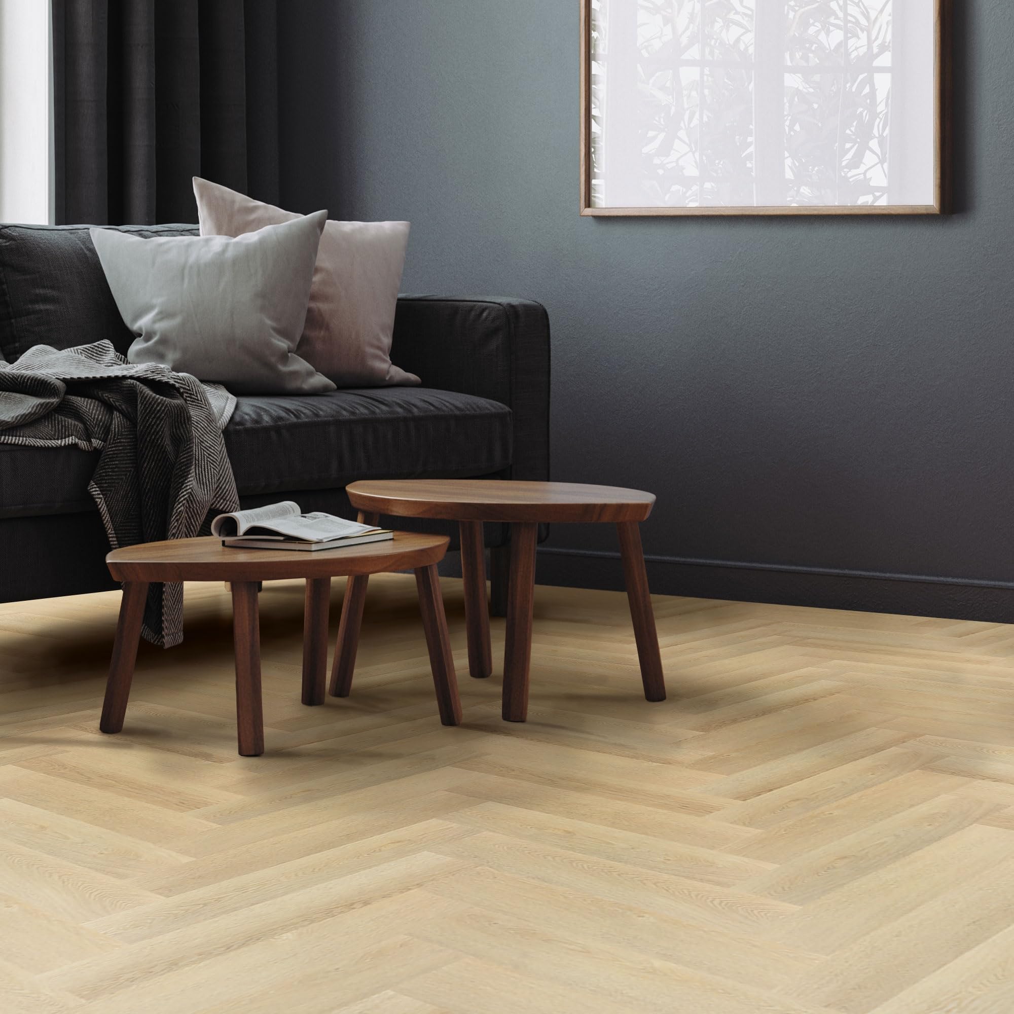 ML-Design Deluxe PVC Bodenbelag, Click Vinyl-Dielen Vinylboden, 61cmx12,8cmx4,2mm, Dicke 4,2mm, 3,12m²/40 Dielen, Fischgrät Eiche Natur, Braun, Holzoptik, rutschfest, wasserfest, Belastungsklasse 34