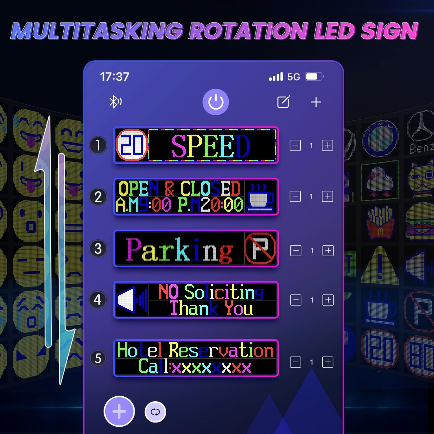 Rayhome Double Row Huge Bright Advertising Programmable LED Sign, 31''x8'' Flexible 24V/2A Digital Scrolling Light Sign Custom Text Message Pattern LED Display for Store Car Hotel. - Image 5