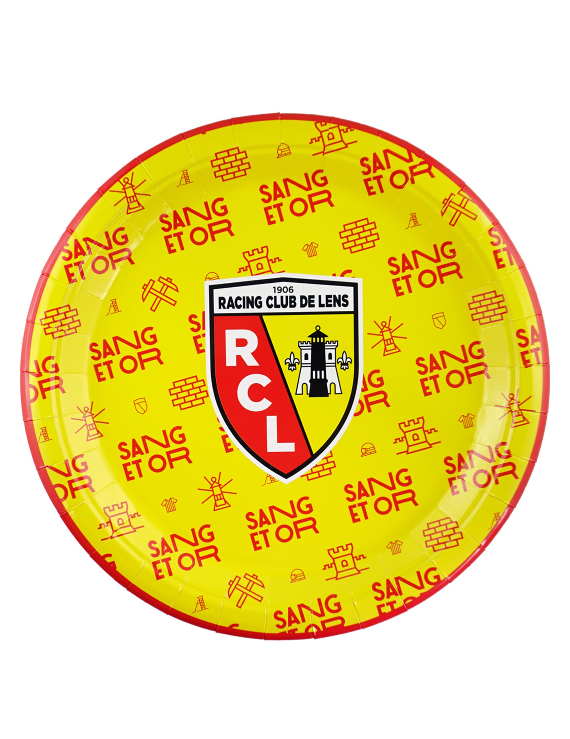 Assiettes RC Lens rondes 23 cm - Jaune
