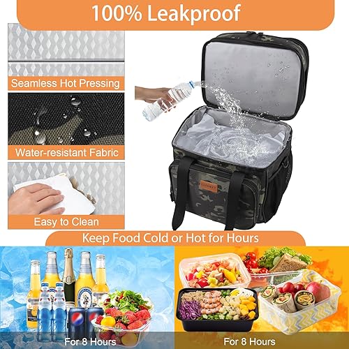 Miniatura 5 de GLENKEY Lonchera grande expandible con aislamiento, bolsa de almuerzo resistente, duradera, a prueba de fugas, para hombres, mujeres y adultos,