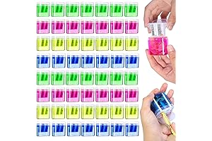 Pencil Boxes Bulk Classroom - Bundle of 60 Double Hole Pencil Sharpeners