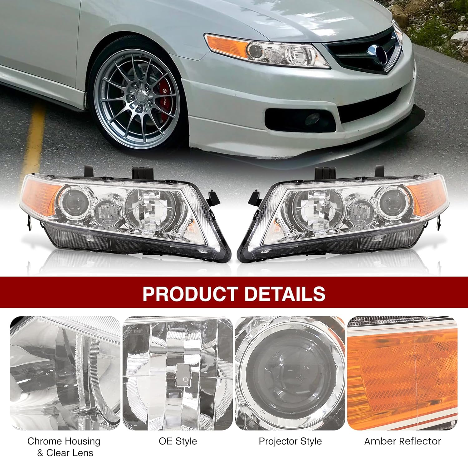 AJP Distributors Headlights Headlamps Front Driving Head Lights Lamps LH+RH Complete Assembly Pair Compatible/Replacement For TSX Sedan CL9 2004 2005 2006 2007 2008 04 05 06 07 08