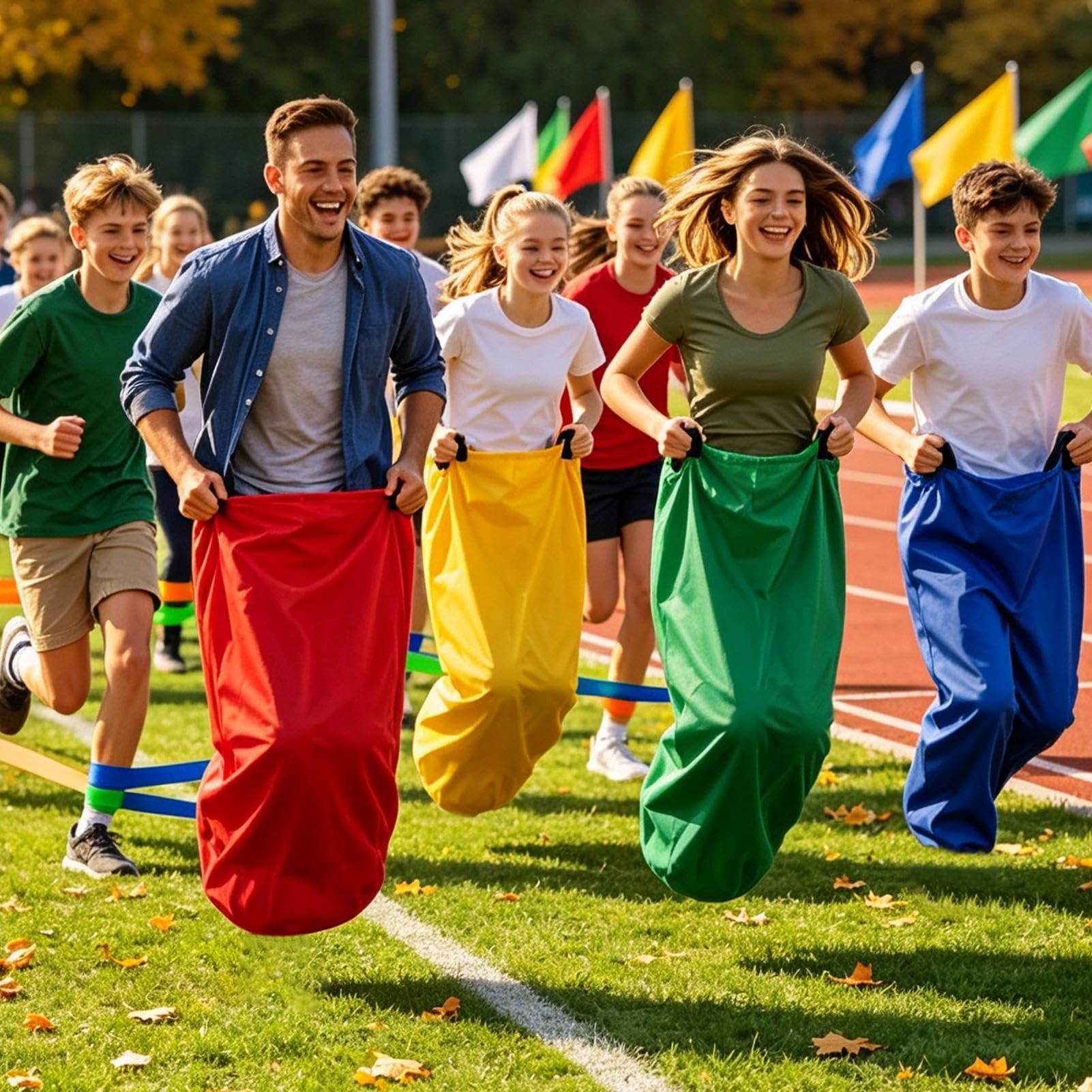 Garten- und Hofspiele für Kinder Mit 24-Teiligem Lustigem | Kartoffelsack-Hüpfsack-Set Outdoor-Schulhof, Schulsportfest, Rasenspiele und Karnevalsparty