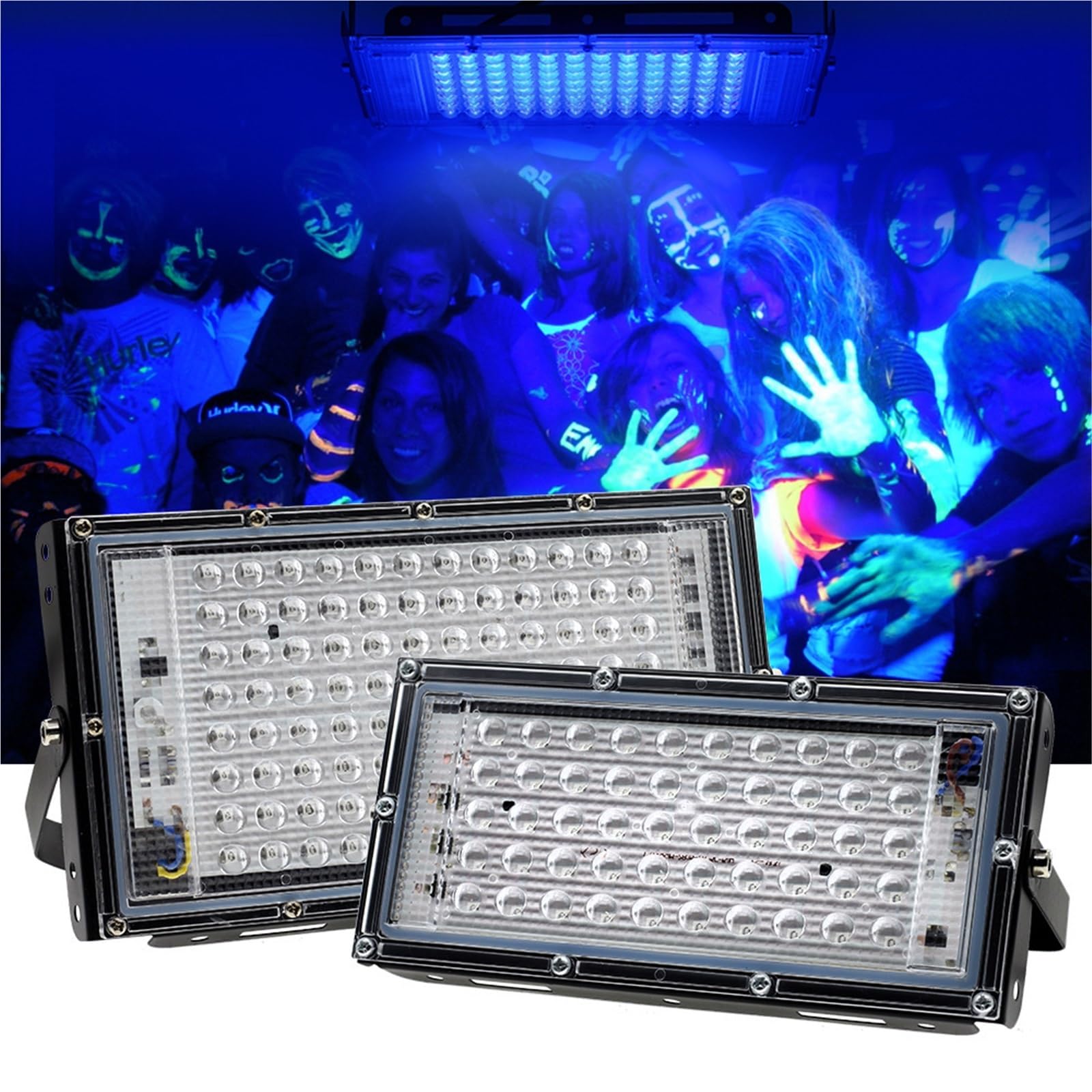 Faro LED da Esterno 50W/100W UV 395nm Lampada di polimerizzazione Fluorescente Luce per Feste Palcoscenico Teatro LED per Illuminazione, per Esterni, Magazzini, Strade (Potenza-100