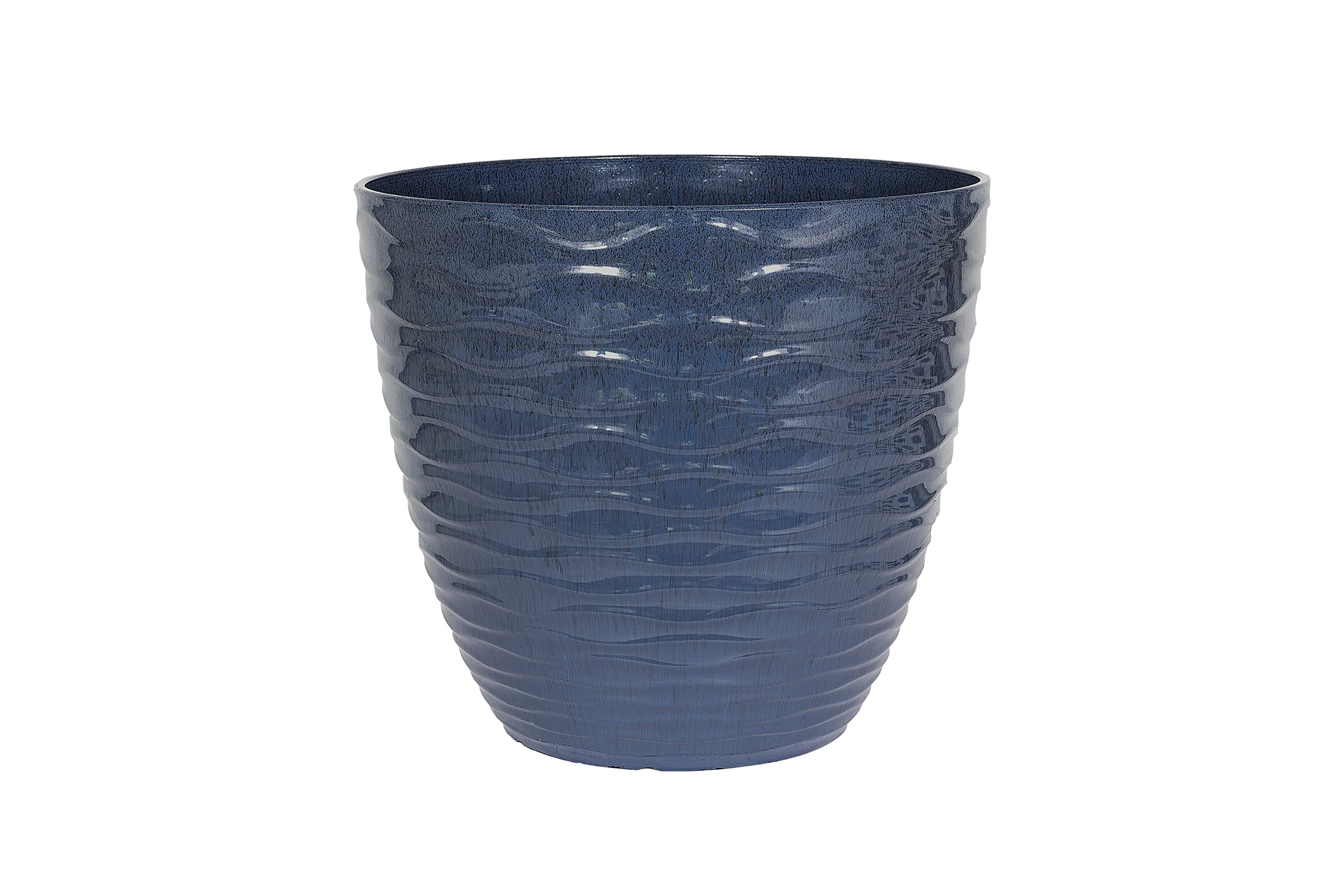 Plant Avenue Blue Lightweight Recycled Plastic Garden Pot Planter With Drainage Holes | Uv Resistant & Frostproof | Windermere 38Cm