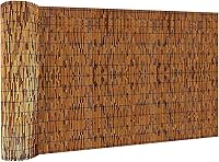 Soulitem 4ft Reed Fencing Rolls - Natural Bamboo Privacy Screen for Patio Balcony Garden, 70% Shade Light Russet