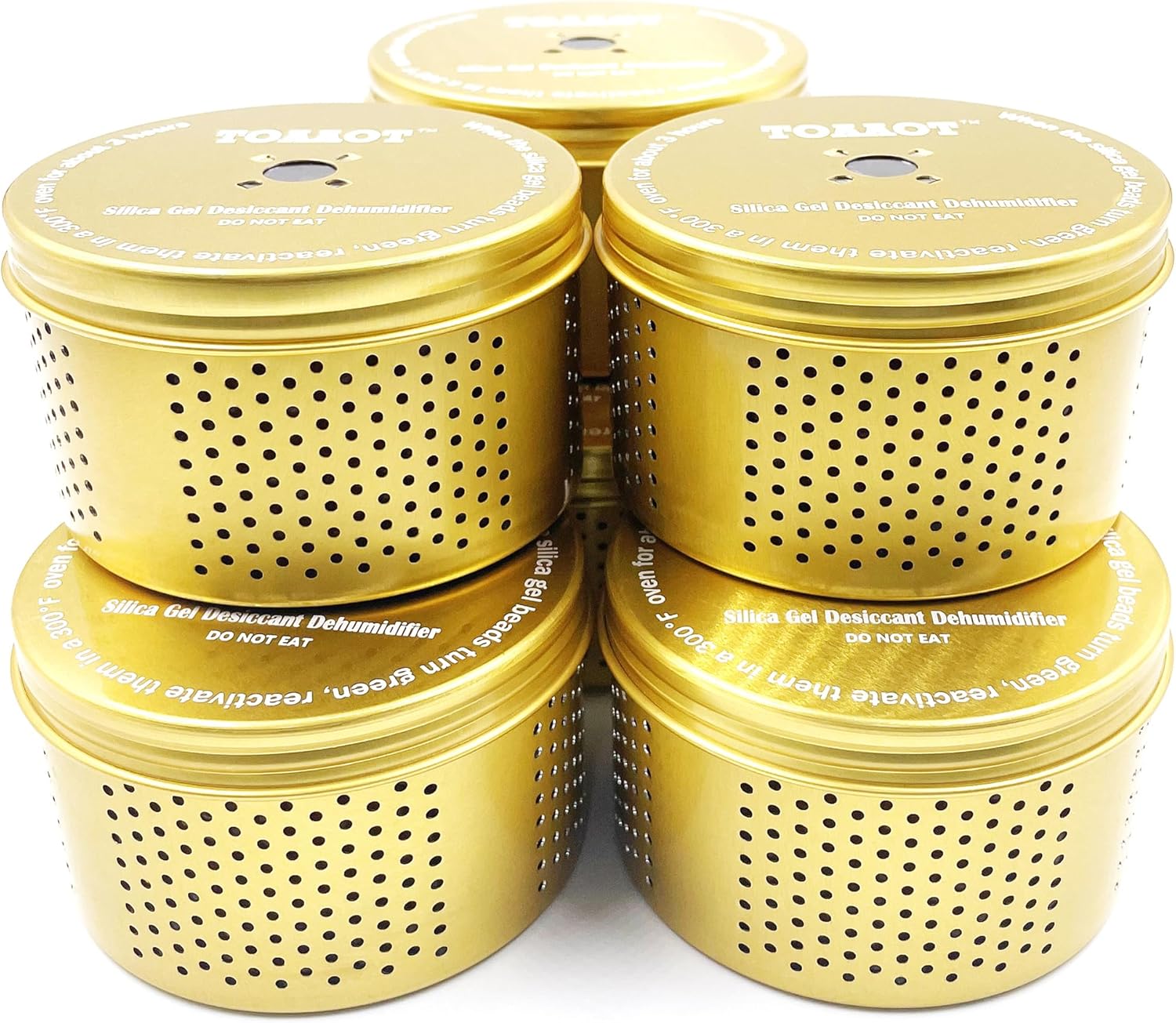 Gun Safe Dehumidifier 200g - Small Silica Gel Desiccant Canister, Moisture Absorber for Gun Cabinets & Safes, Protect 160 Cubic Feet, Gold, Aluminum Shell