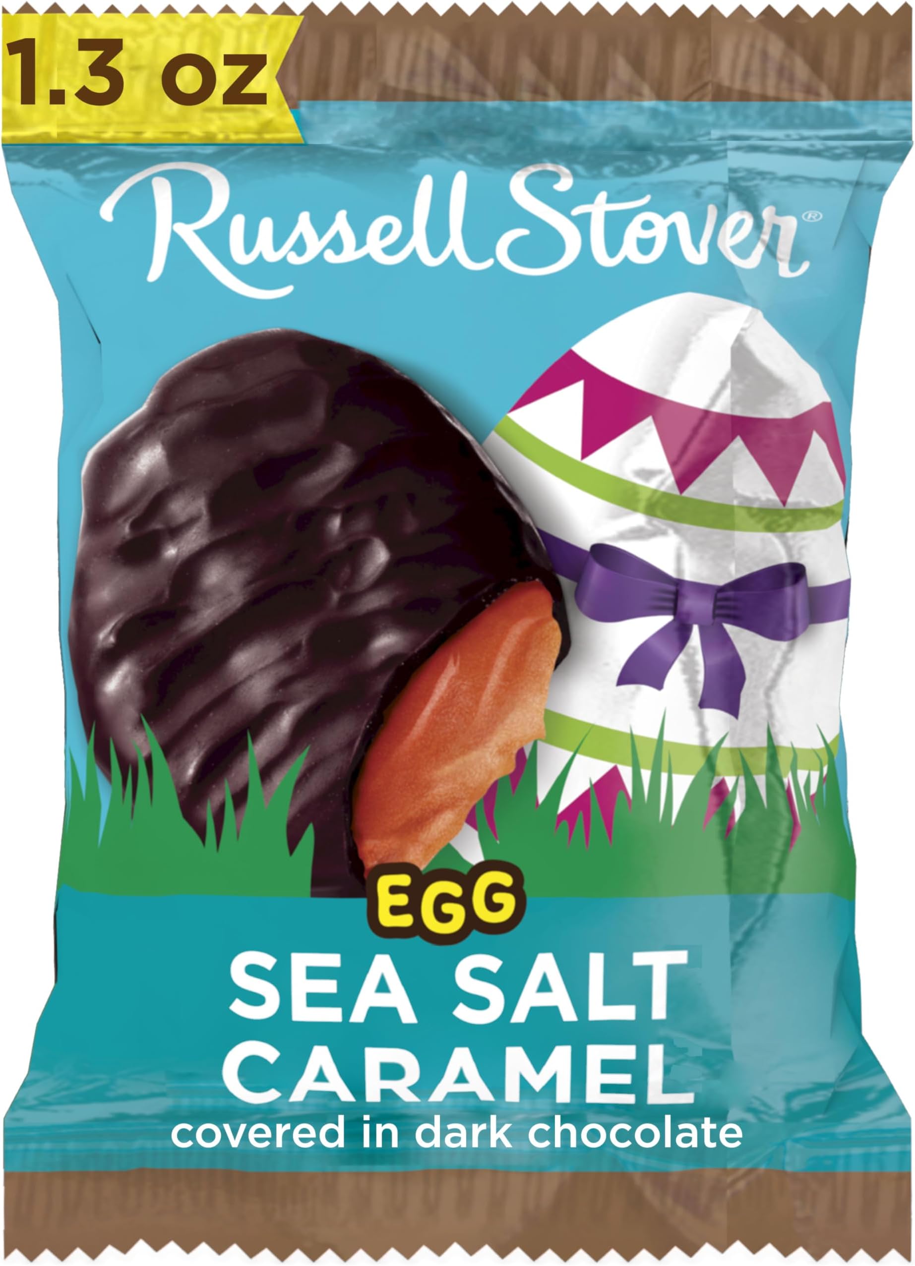 Russell Stover Easter Sea Salt Caramel Dark Chocolate Easter Egg, 1.3 oz each (Pack of 18)