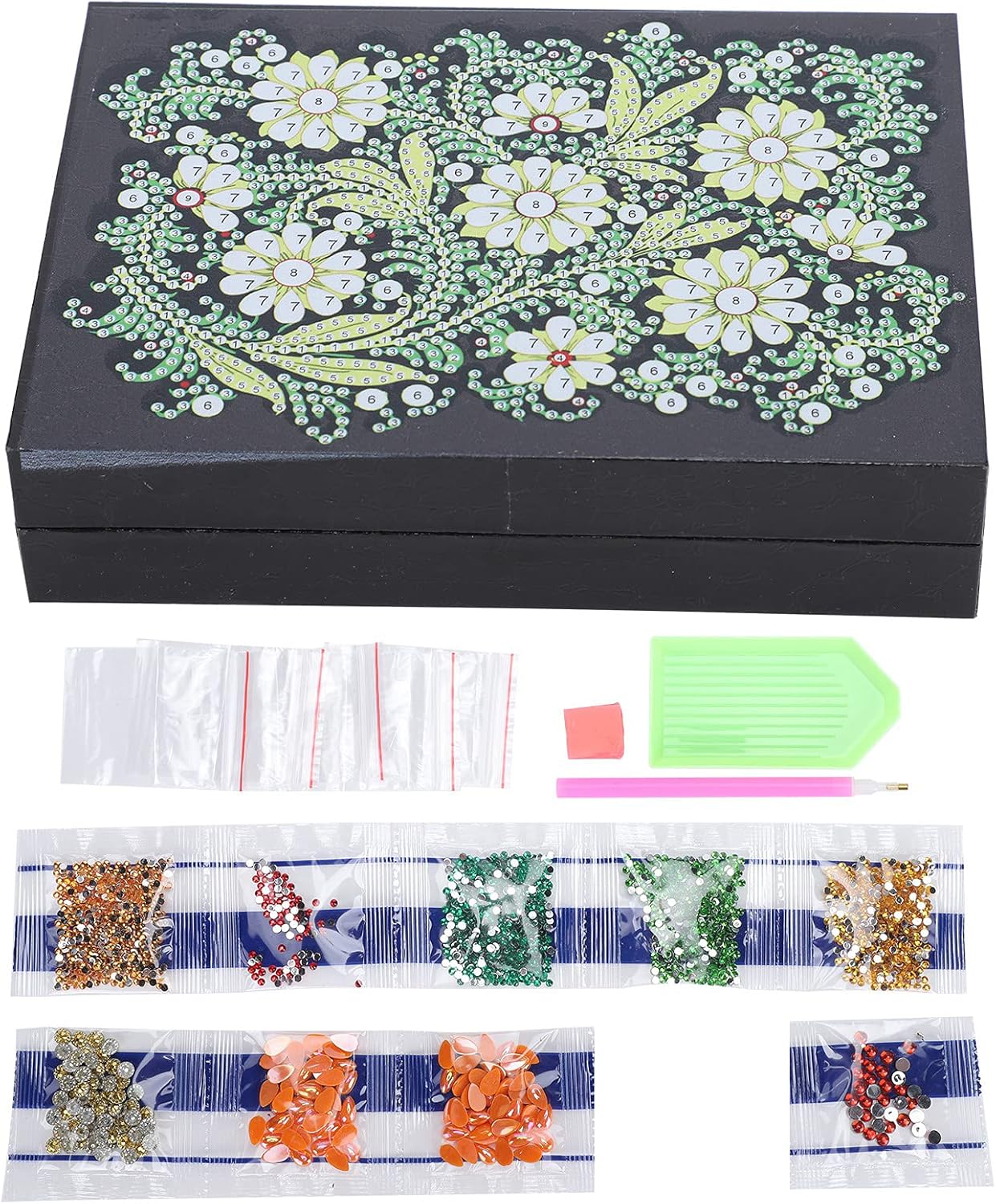 Pssopp 5D Diamond Painting Kit, Special?Shaped Diamond Painting Jewelry Box Creative Earring Storage Container Art Decor