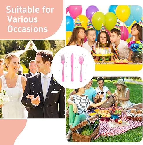 Vista 113 de WDF Cubiertos de plástico negro de 180 piezas, el juego de cubiertos de plástico incluye 60 tenedores, 60 cuchillos, 60 cucharas, cubiertos Negro