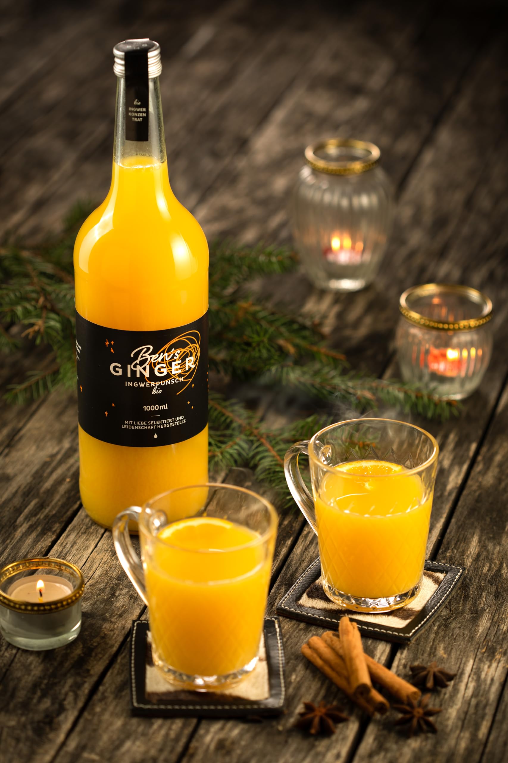 Ben's Ginger Bio Ingwerpunsch (8% alc.) - München Handgefertigt, Bio-zertifiziert, Alkoholisches Getränk, Winterpunsch, Ingwerwein, Ohne Zusatzstoffe, Bio-Qualität - 1 Liter