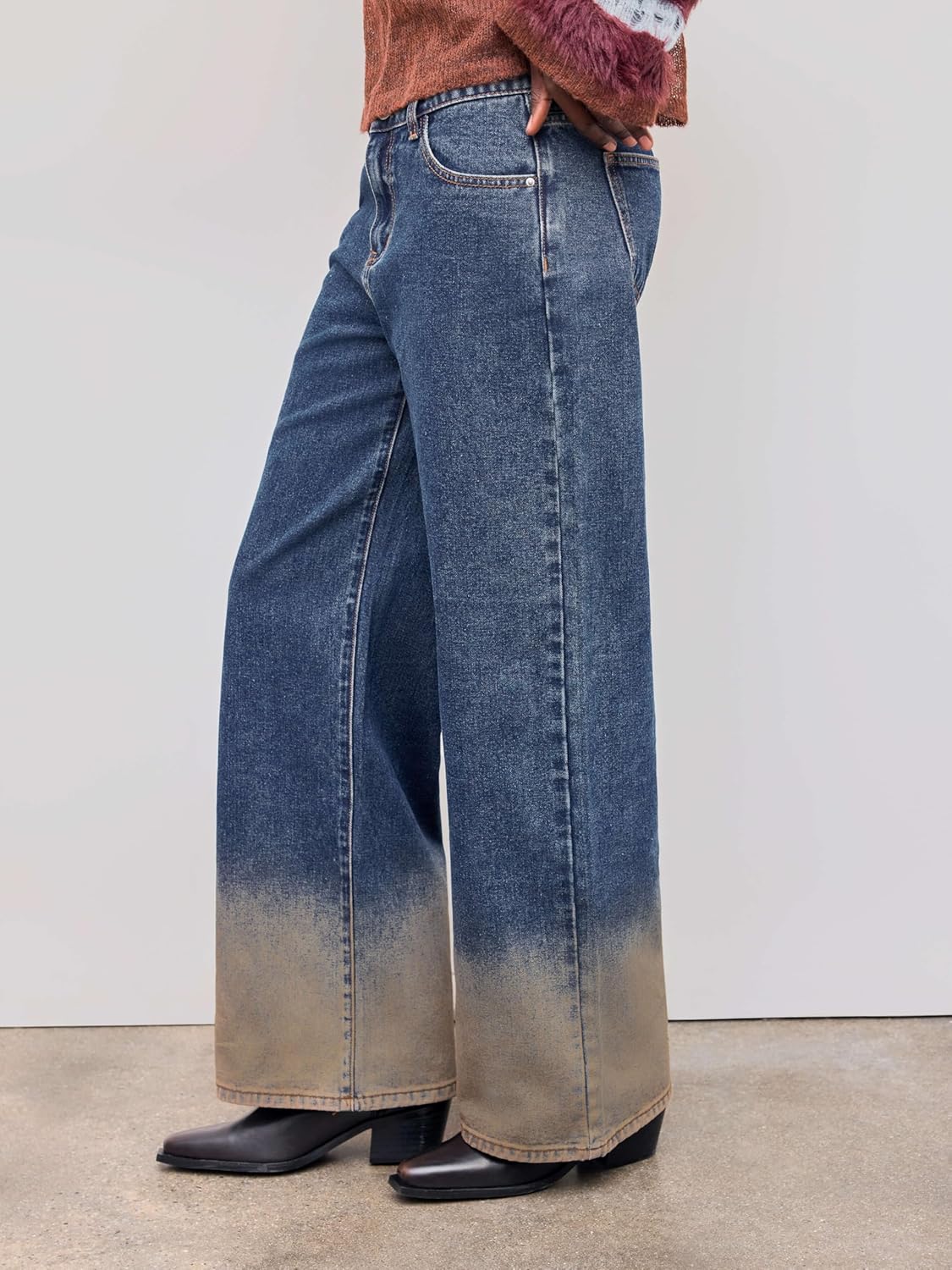 CIDER Women’s Baggy Jeans Wide Straight Leg High Waisted Color Block Casual Y2k Denim Pants with Pockets - Image 4