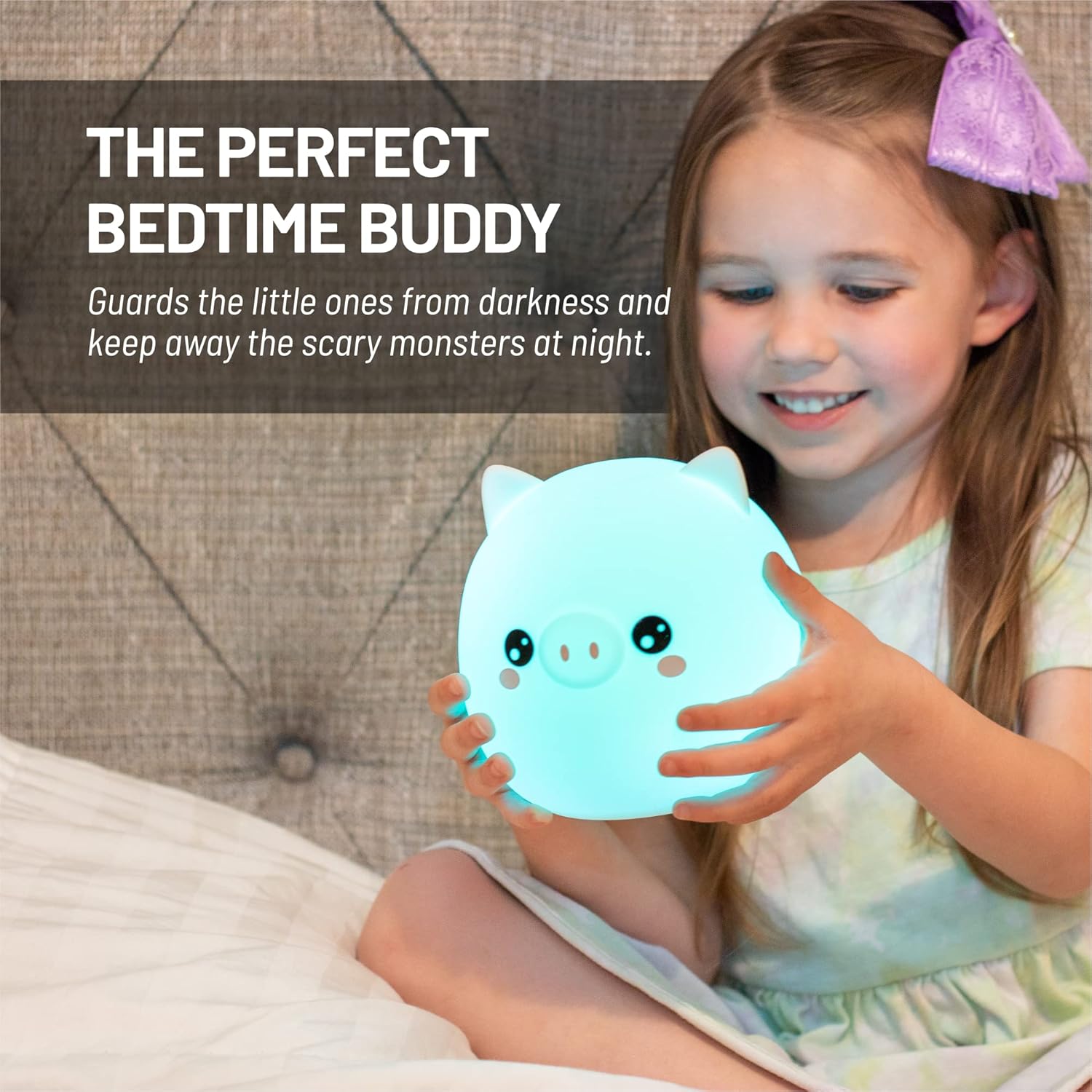 White Silicone Pig Night Light with Remote Control