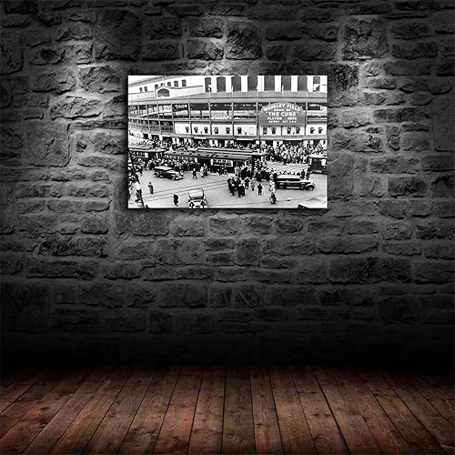 Miniatura 3 de Wrigley Field Stadium - Pósteres retro en blanco y negro, lienzo estético moderno, arte de pared para el interior del hogar, pintura decorativa HD,