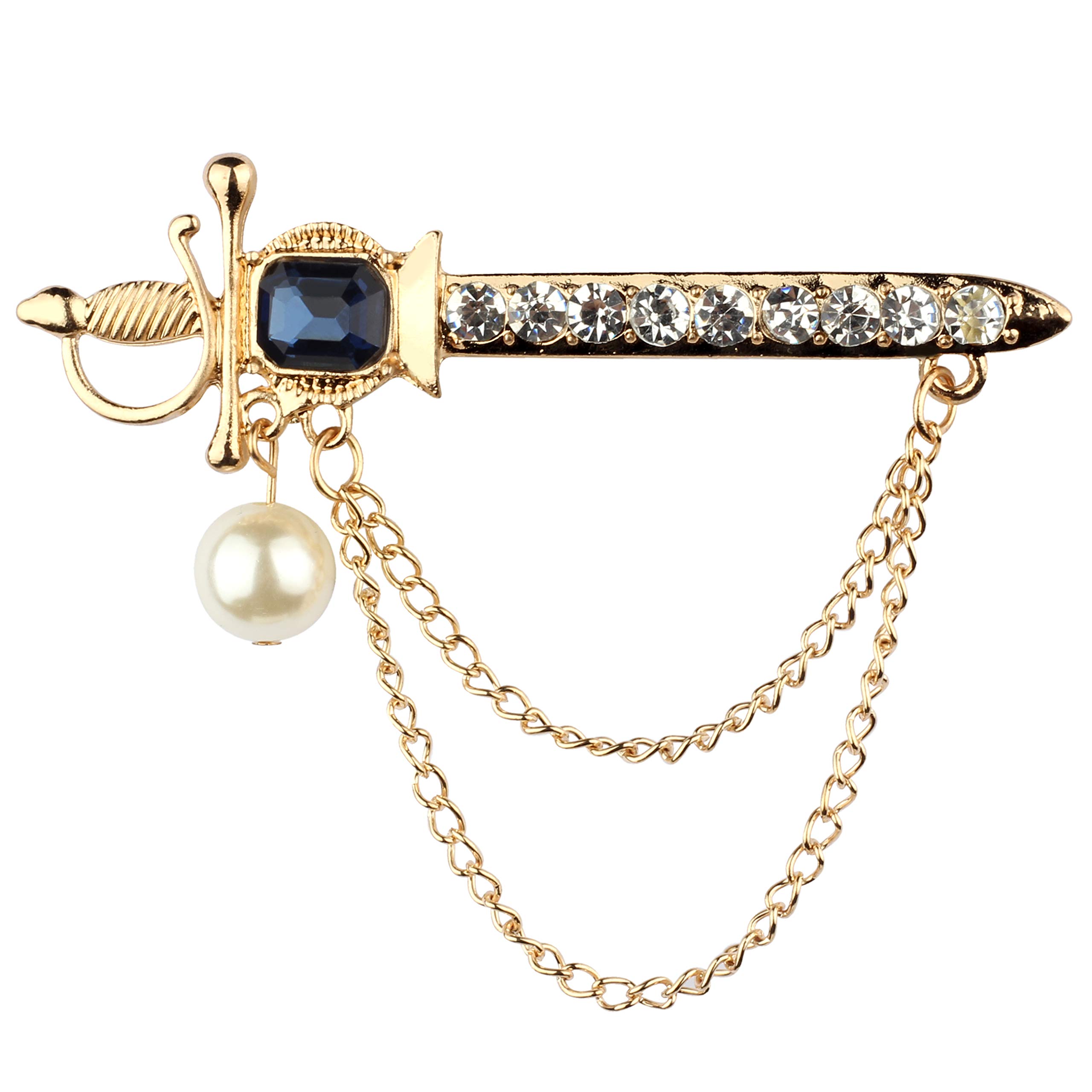 Panjatan Blue Pearl Royal Lion Knight Sword with Golden Chain Pin Brooch. (B081WV6C1Z) Amazon Price History, Amazon Price Tracker