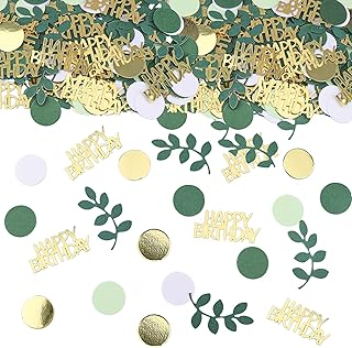 GoldRock Happy Birthday Confetti Birthday Gold Green, Table Decoration Birthday, Scatter Decoration Birthdays Woman Men, Golden Confetti for Birthday Decoration Table, Streamers Birthdays, Happy