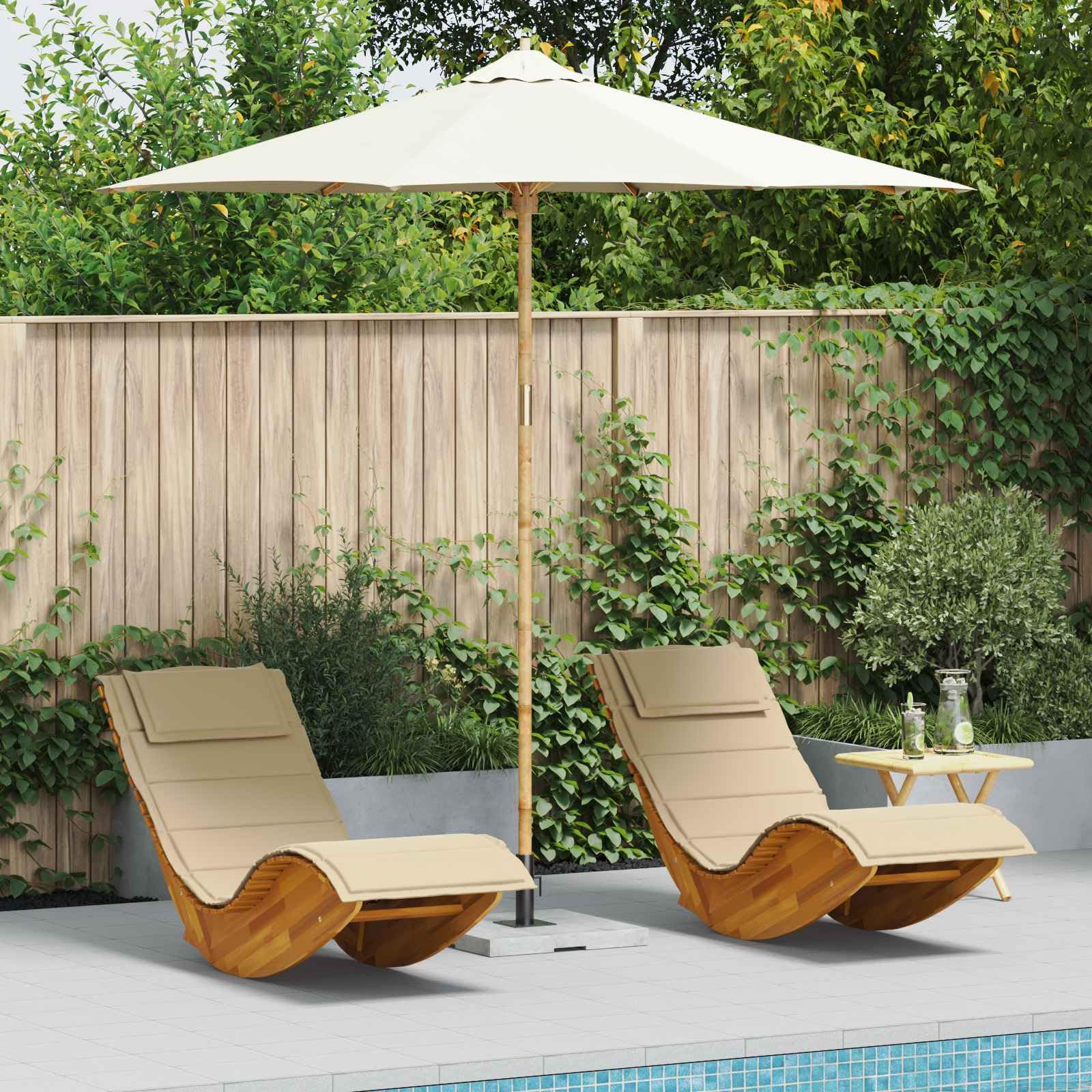 SYDE Kremowy parasol ogrodowy 270 x 260 cm bambusowy