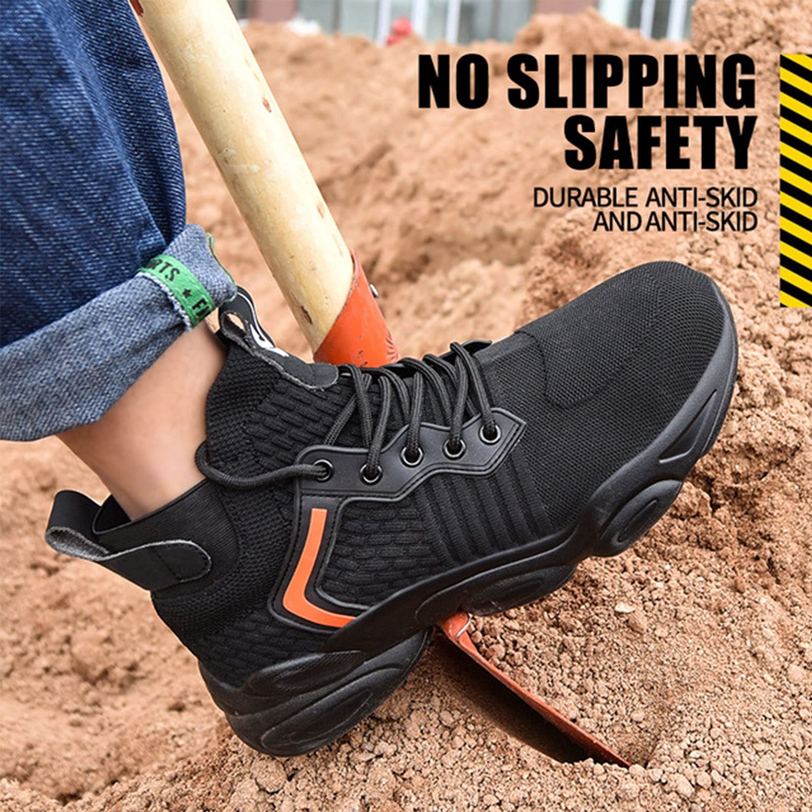 COOU Veiligheidsschoenen Heren Dames Lichtgewicht Veiligheidslaarzen met Stalen Neus Werkschoenen Ademend Comfortabele Beschermende Sneakers 8081 Rood/42