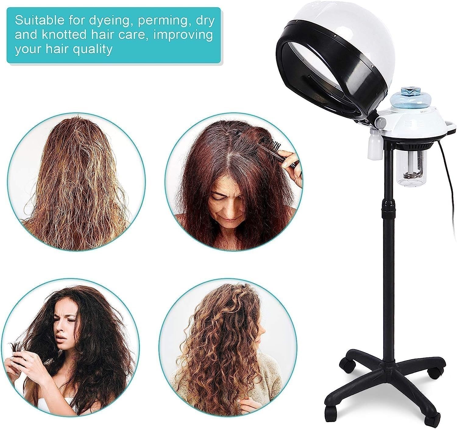 1Pcs Professional Head Steamer Stand Hair Dryer Steamer,Adjustable Height Salon Steamer &Conditioning Ozone Hair Steamer Spa Machine, Professional Hot Oil Hair Steam for Spa Home Hairdressing-Color As Per Stock 2