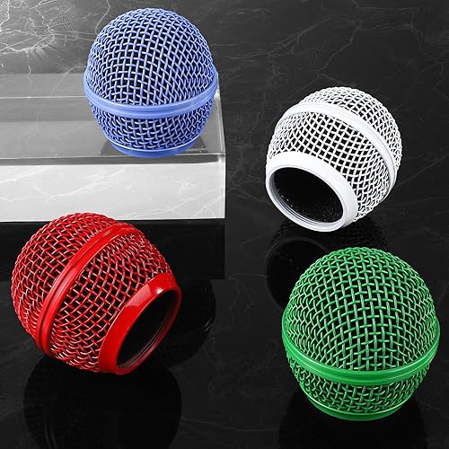 Miniatura 8 de Facmogu 4 cabezales de micrófono de malla, repuesto de cabezal de micrófono Beta58A, cabezal de bola de rejilla de micrófono con espuma interior,
