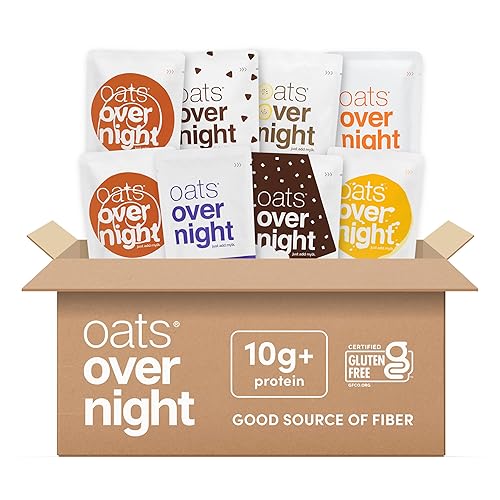 Oats Overnight - Avena a base de plantas, de primera calidad, alta contenido de proteínas, baja en azúcar, sin gluten (2.6oz por paquete)