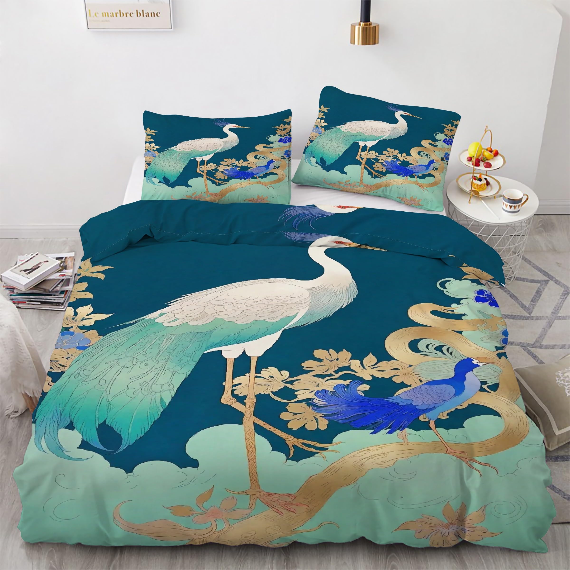 Housse couette paon 200x200 pour une chambre parentale élégante et des nuits cocooning