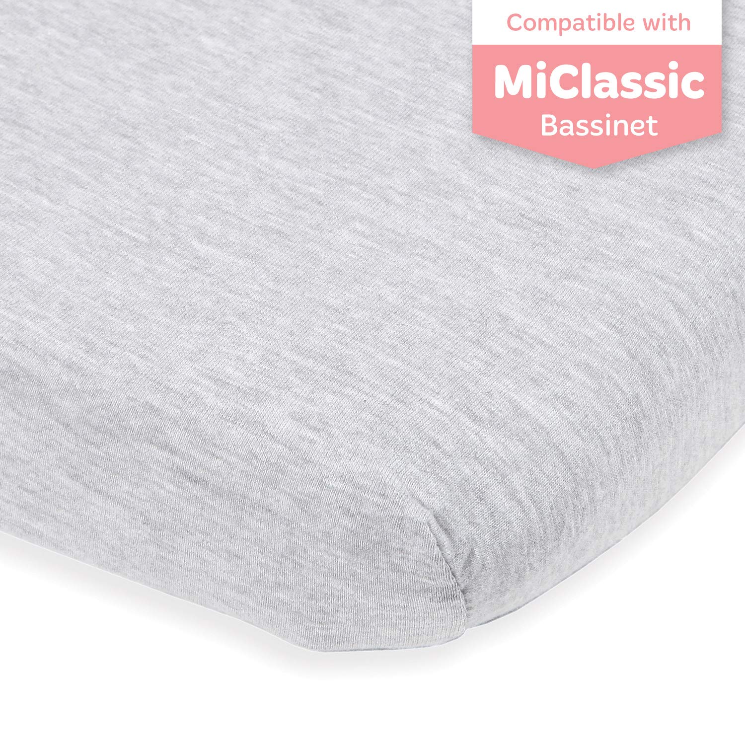 Joey + JoanBassinet Fitted Sheet Compatible with MiClassic Bassinet – Fits 20 x 35 Bedside Sleeper Mattress Perfectly – No-Bunching – Snuggly Soft Breathable Jersey Cotton
