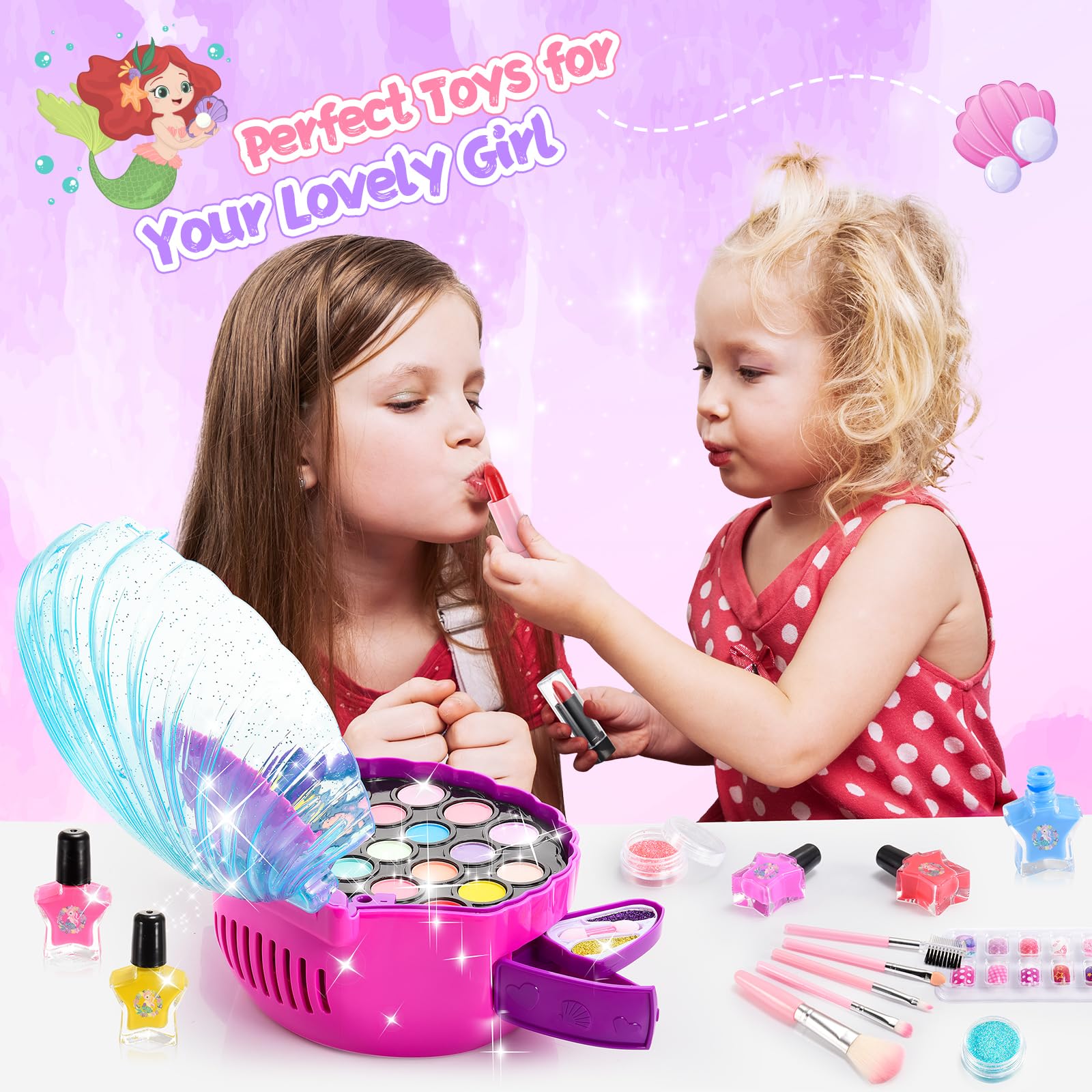 Trucchi Bambina 3 4 5 6 7 8 9 10 Anni, Regalo Bambini 5 6 7 8 Anni Trousse Valigetta Trucchi Bambina Giochi Bambino 5 6 7 8 Anni Sirena Smalti Bambini Compleanno Regalo Bimba 4-10 Anni Regali Natale