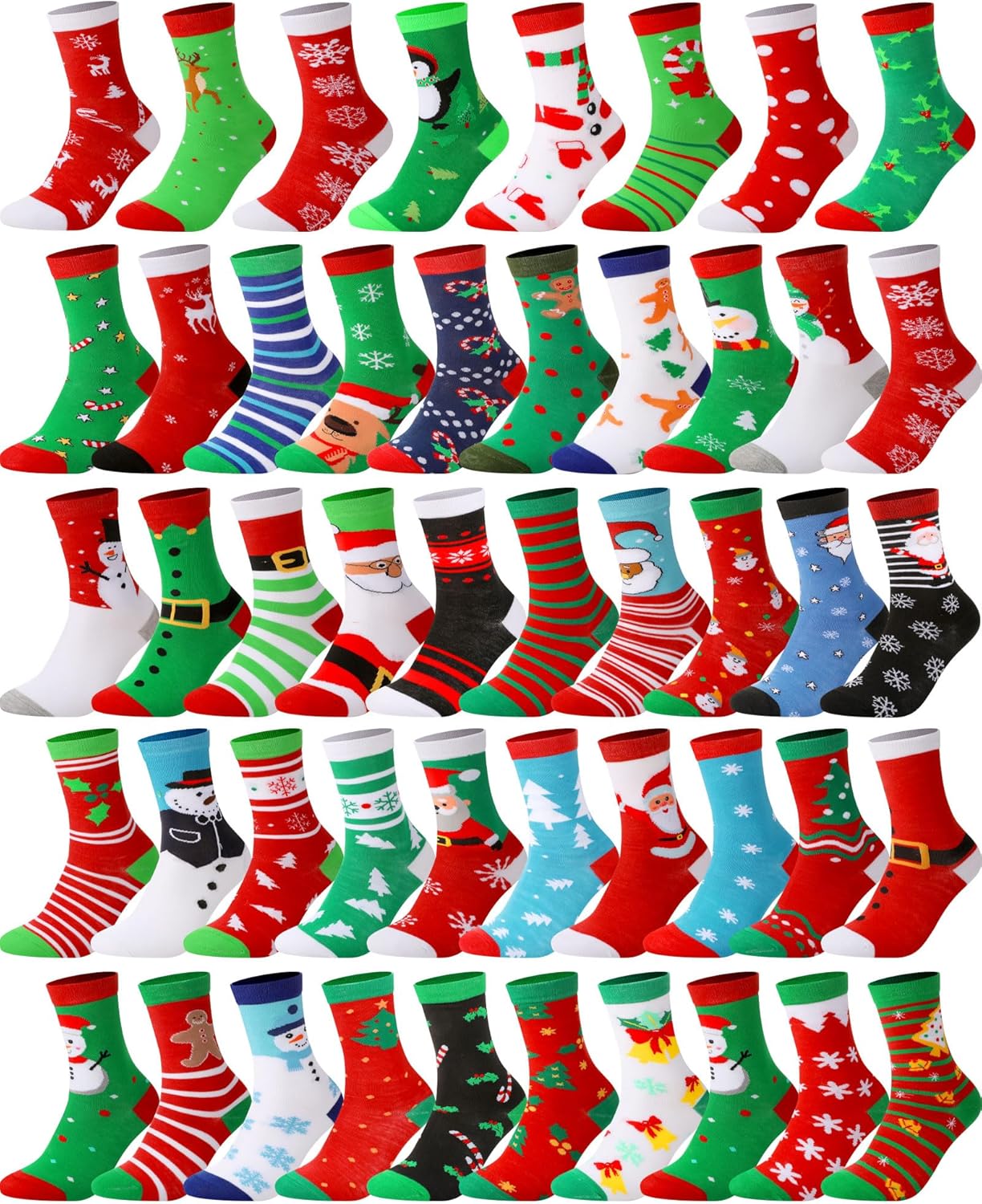 Shinymoon 48 Pairs Christmas Socks Bulk for Women Men Soft Holiday Funny Unisex Socks Gift Set for Christmas Party Gifts