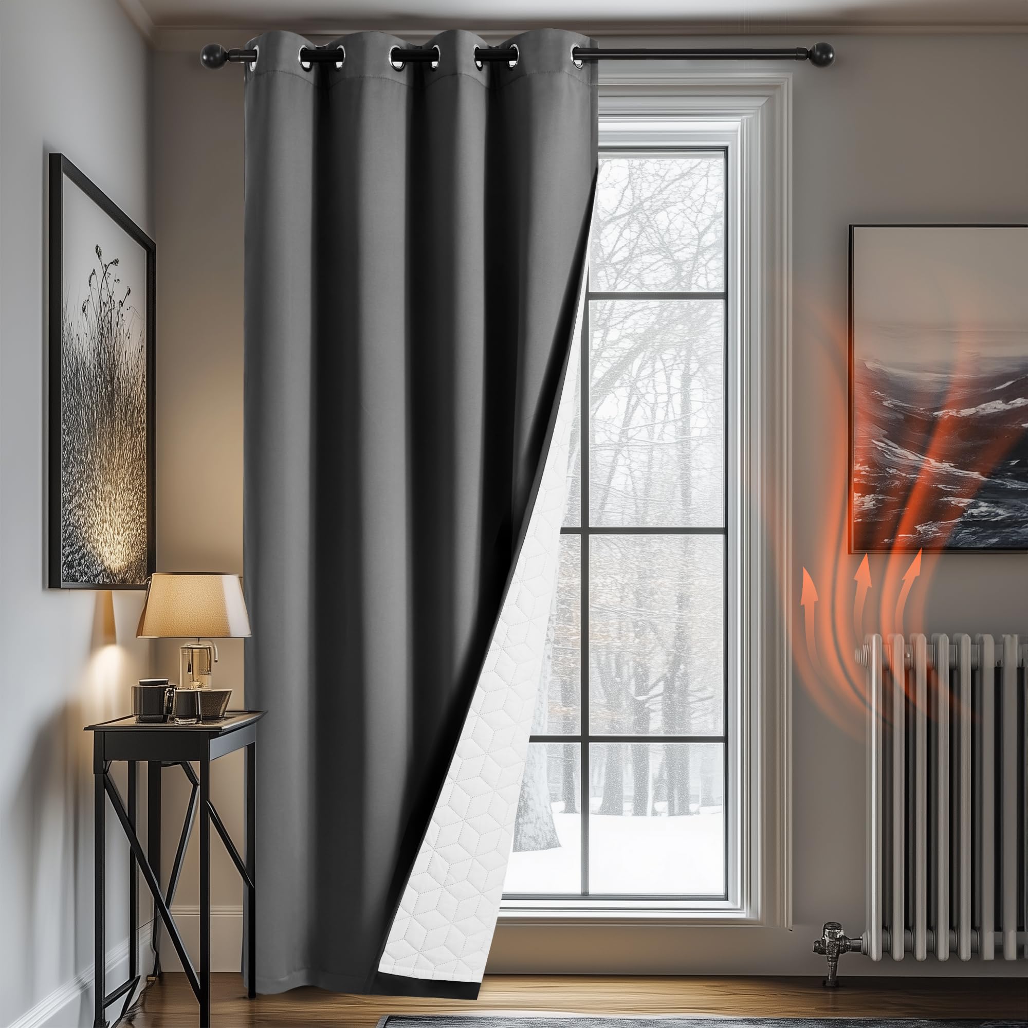 Deconovo Cortinas para Salon Dormitorio de Opacas Termicas Aislantes Frio y Calor 1 Pieza 140x240cm Gris Oscuro