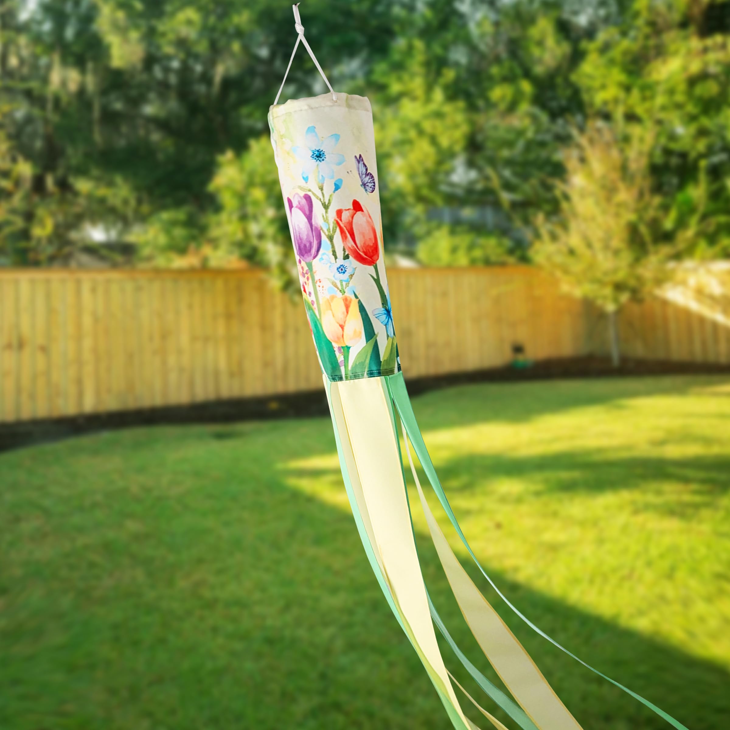 Madrona Brands Spring Tulip Flower Windsock | Durable Outdoor Hanging Garden Decoration | Patio, Yard, Porch | 48 Inch
