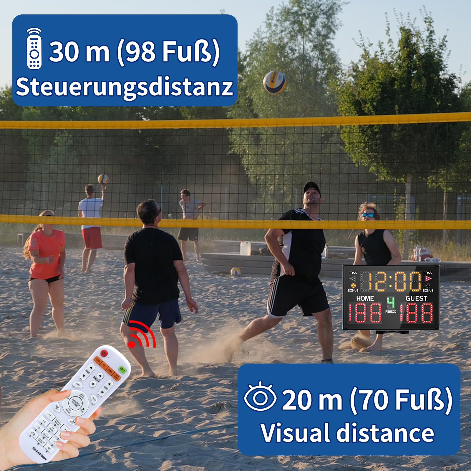 LUCKY TIME Elektronische Basketball-Anzeigetafel mit Summer, batteriebetriebene Digitale Anzeigetafel mit Fernbedienung, tragbare Punktestand-Anzeige, batteriebetriebenes Anzeigebrett für Sportspiele