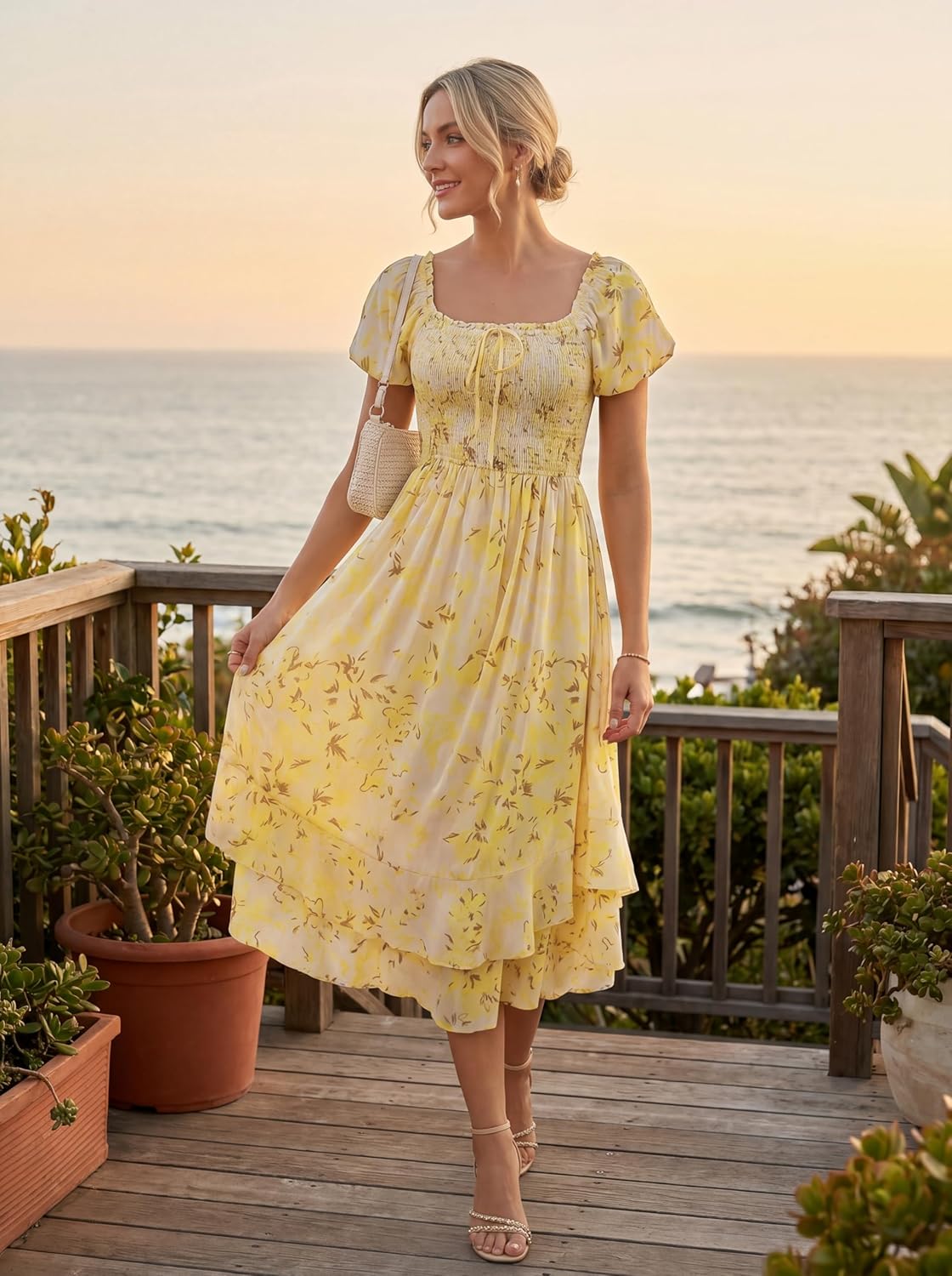 GRACE KARIN Womens Summer Floral Maxi Dress 2026 Flowy Wedding Guest Dress A Line Boho Dresses Fashion Clothing with Pockets