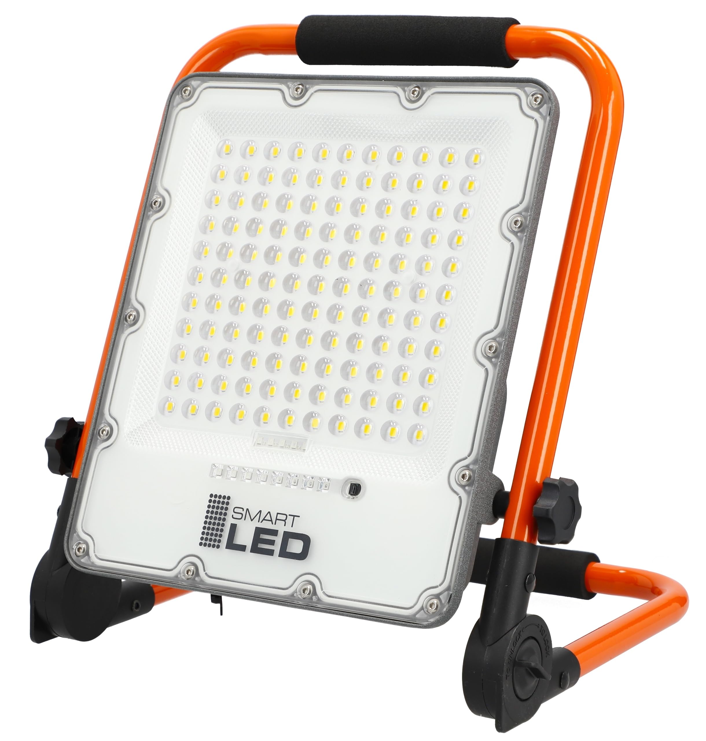 Akku-LED-Baustrahler 100W, 3500LM – superheller Arbeitsstrahler mit Ständer, 3 Leuchtmodi, verstellbar, tragbar, wasserdicht und wiederaufladbar – ideale Arbeitsleuchte für Werkstatt. (100W 3500lm)