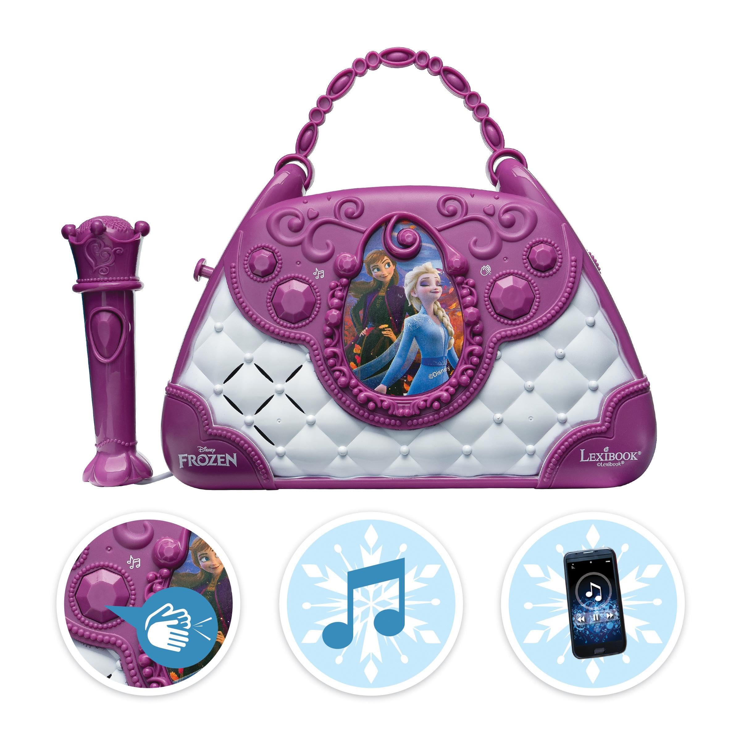 LEXIBOOK Disney Frozen Elsa, Musical Speaker with microphone, voice changer, demo songs, MP3 plug, purple/blue, K102FZLXB - Image 2