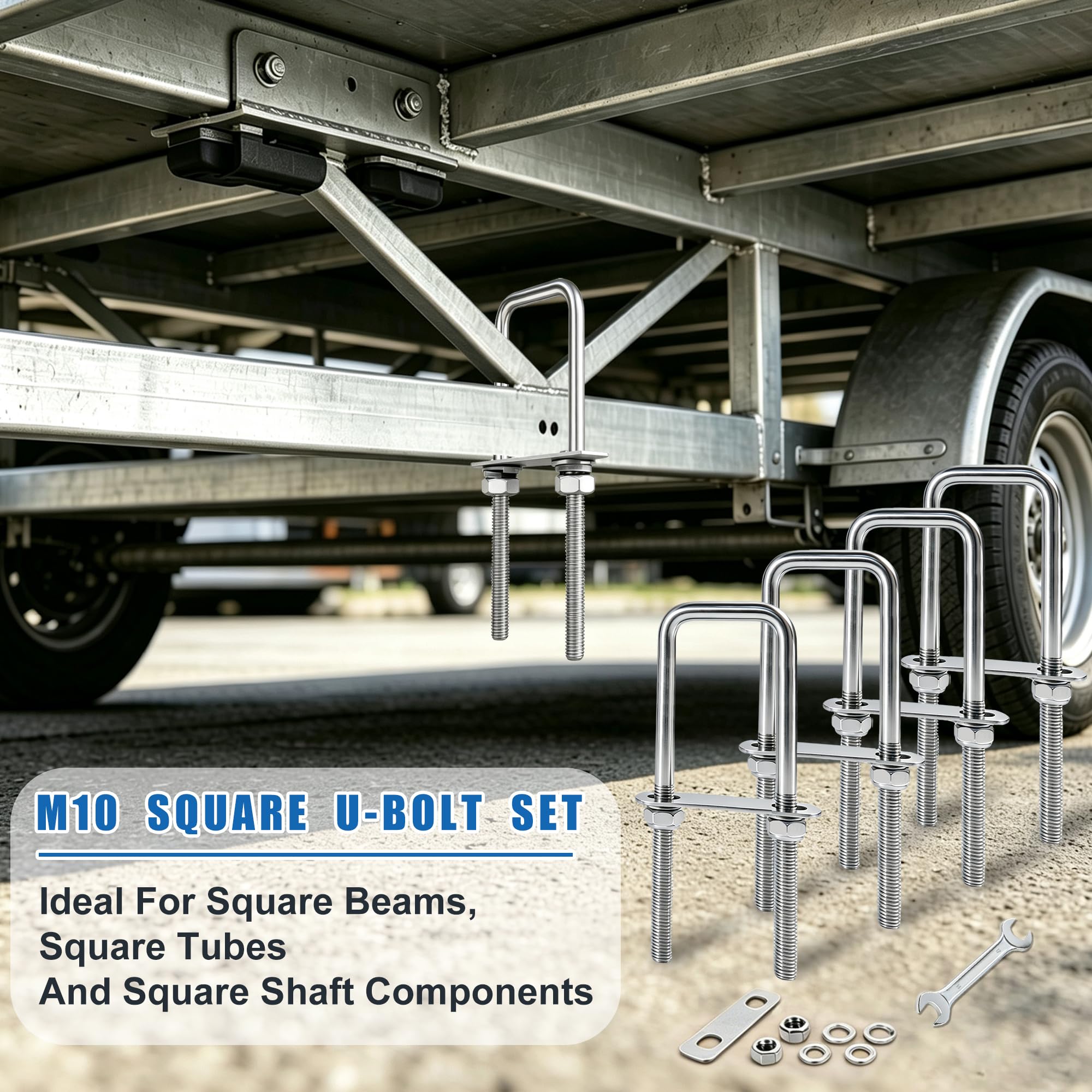 M10 Stainless Steel U-Bolts - 4 Sets -5
