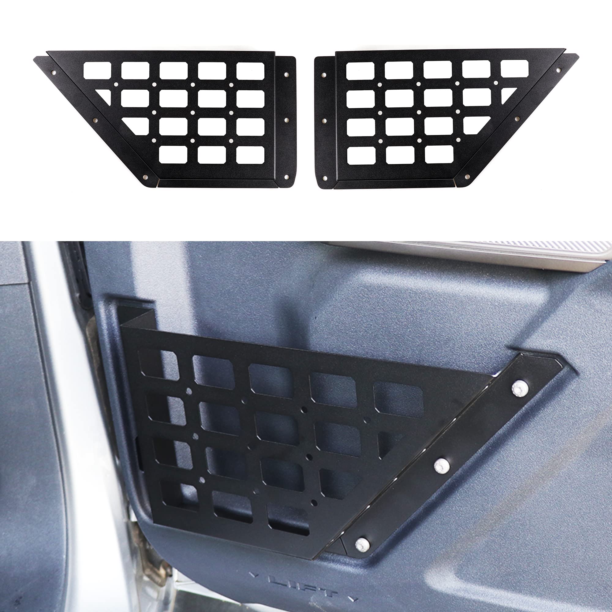 Front Door Storage Pockets for Ford Bronco 2021 2022 2023 2024 2/4 Door Accessories Side Door Organizer Box Interior Expansion Accessory, Carbon Steel, 1 Pair Net