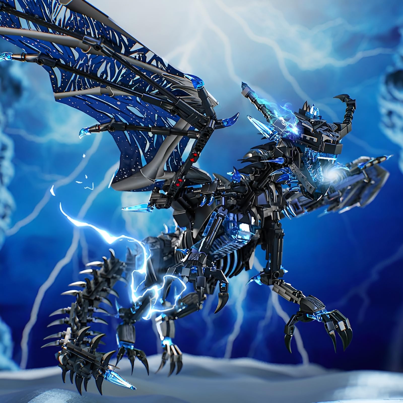 Frost Giant Dragon Building Set, 1607PCS Magic Beastly Model Toys, Cool Animals Model Dragon Building Bricks Kit - Image 3