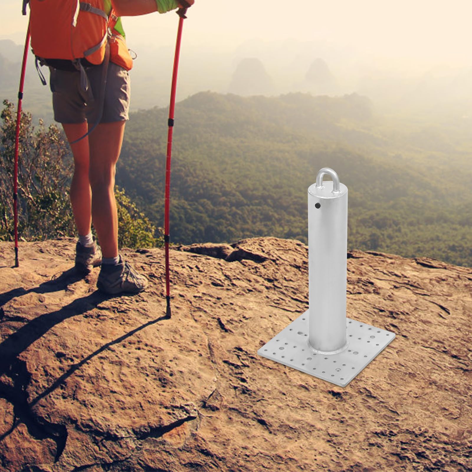 Roof Anchor 18''×10'', Heavy Duty Fall Protection Safety Anchor for Roofing Construction Maintenance, 5000lbs Breaking Strength, 8 Holes + 40 Small Holes with Screws